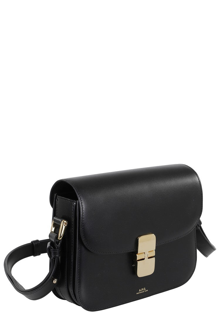 A.P.C. Black Grace Small Engraved Logo Leather Shoulder Bag