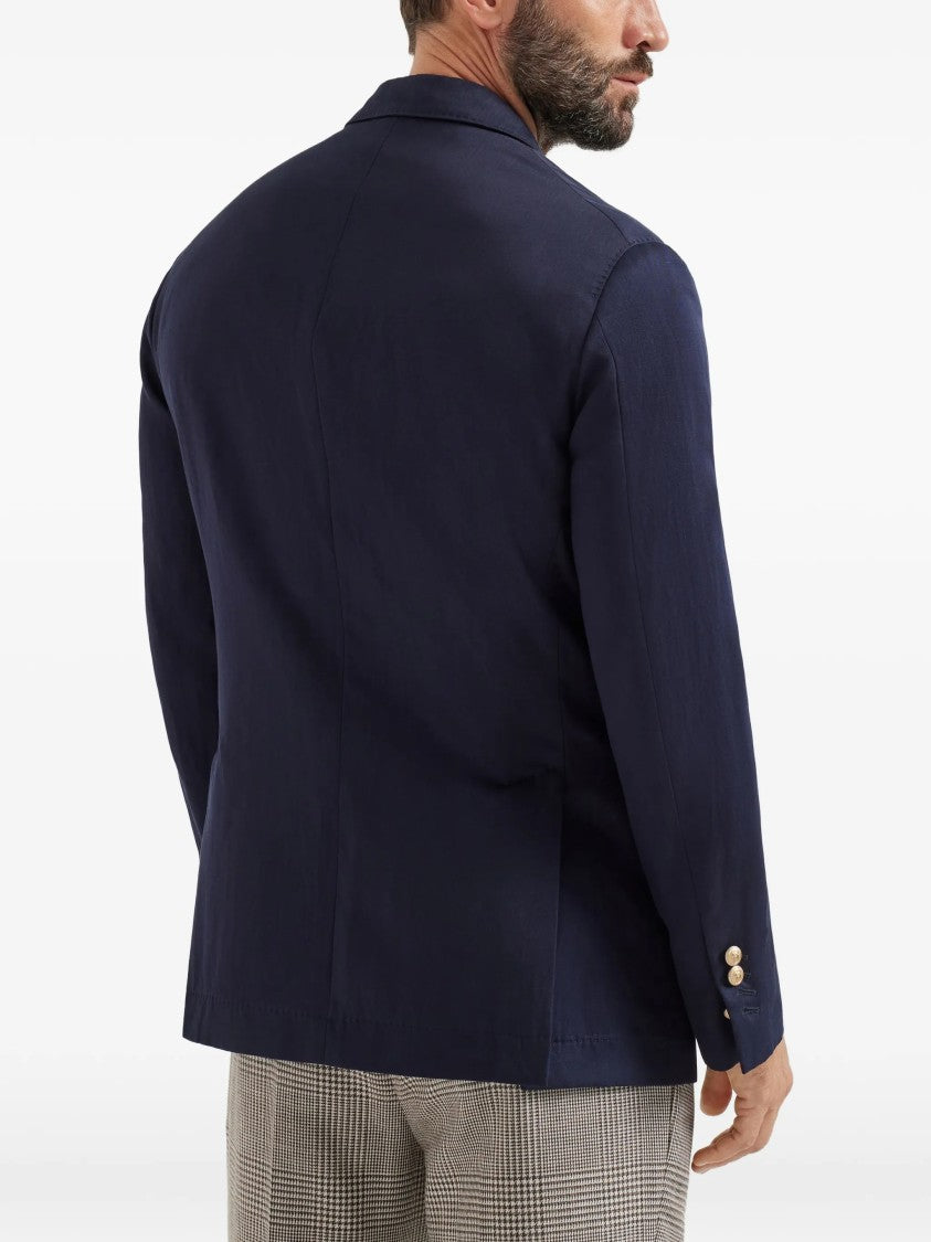 Brunello Cucinelli Double-Breasted Structured Virgin Wool Blazer