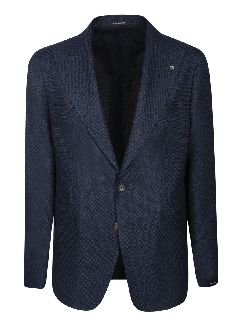 Tagliatore Tailored Blue Blazer With Notched Lapels