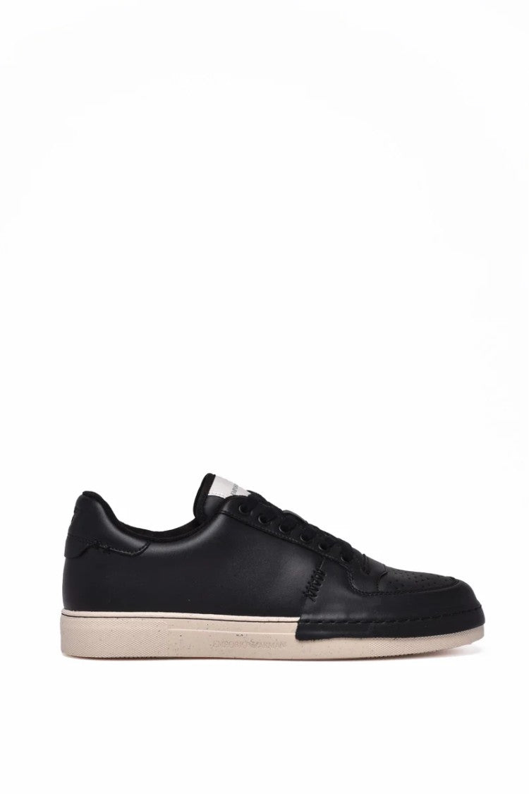 Emporio Armani Leather Sneakers - Black