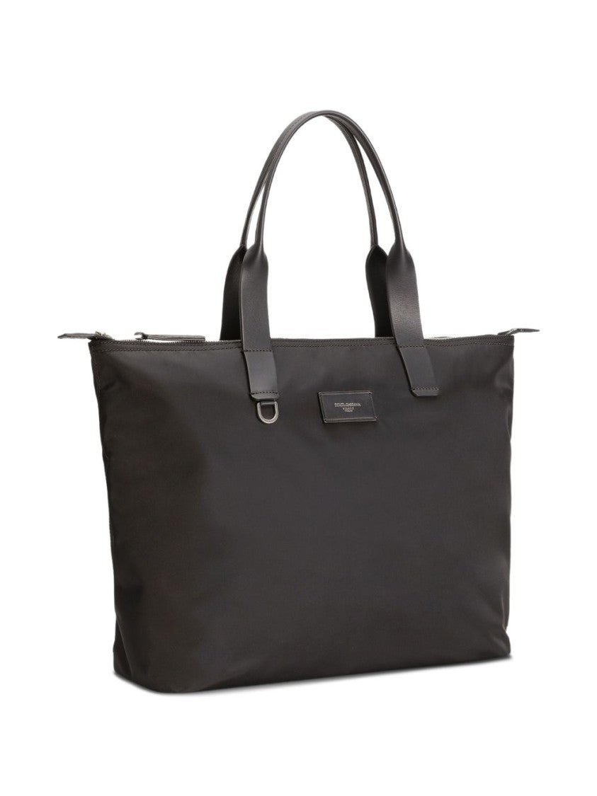 Dolce & Gabbana Rectangular Black Tote Bag With Zippered Closure