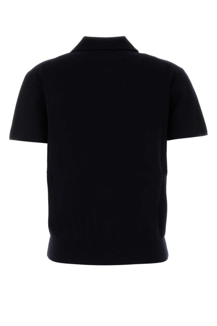 Mm Studio Midnight Blue Viscose Blend Teti Polo Shirt