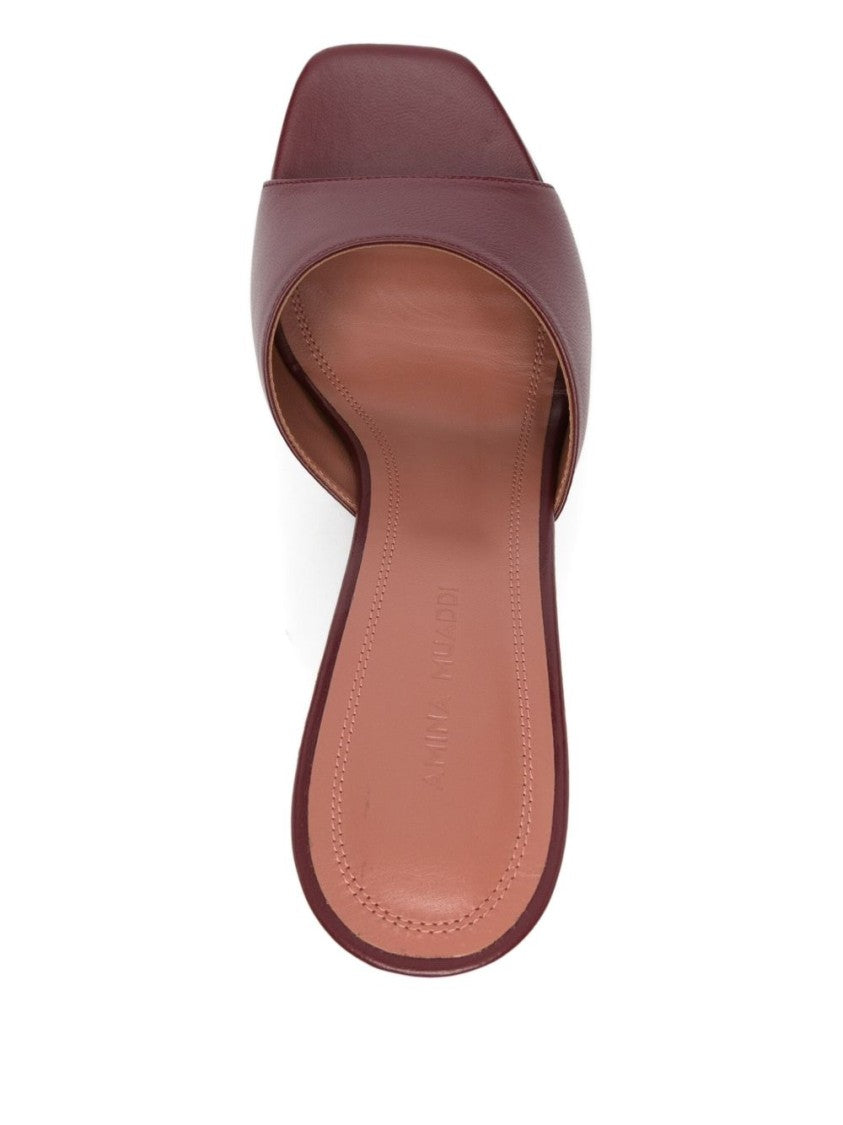 Amina Muaddi Open-Toe Bordeaux Sandals With Sculptural Hourglass Heel