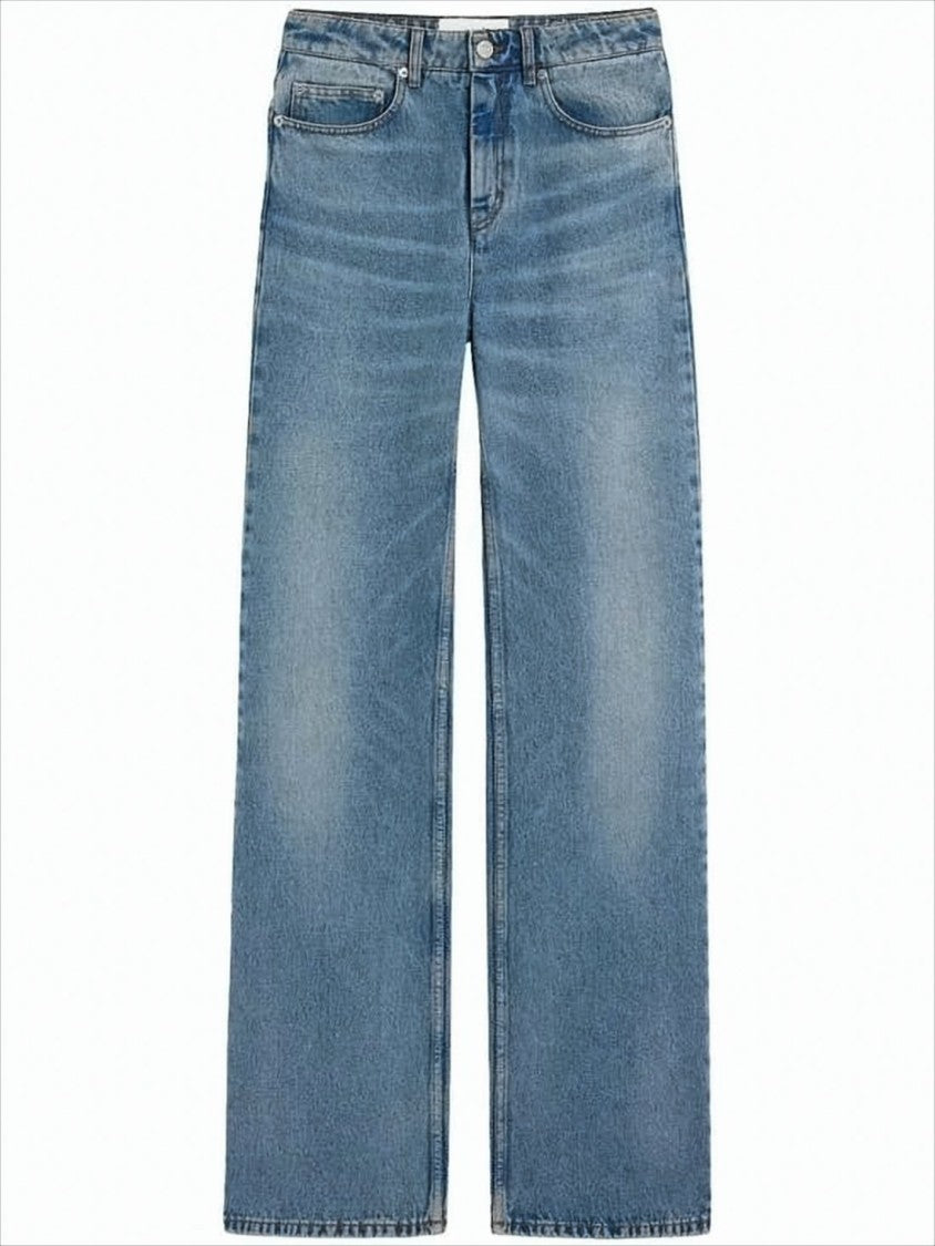 Ami Straight-Leg Denim Pants With Subtle Fading