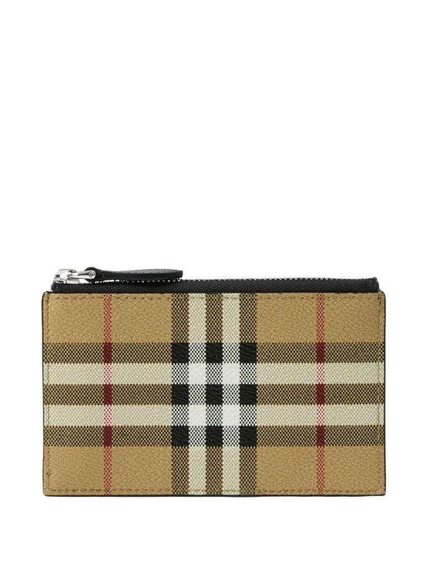Burberry Check Pattern Coinholder With Top Zip Fastening