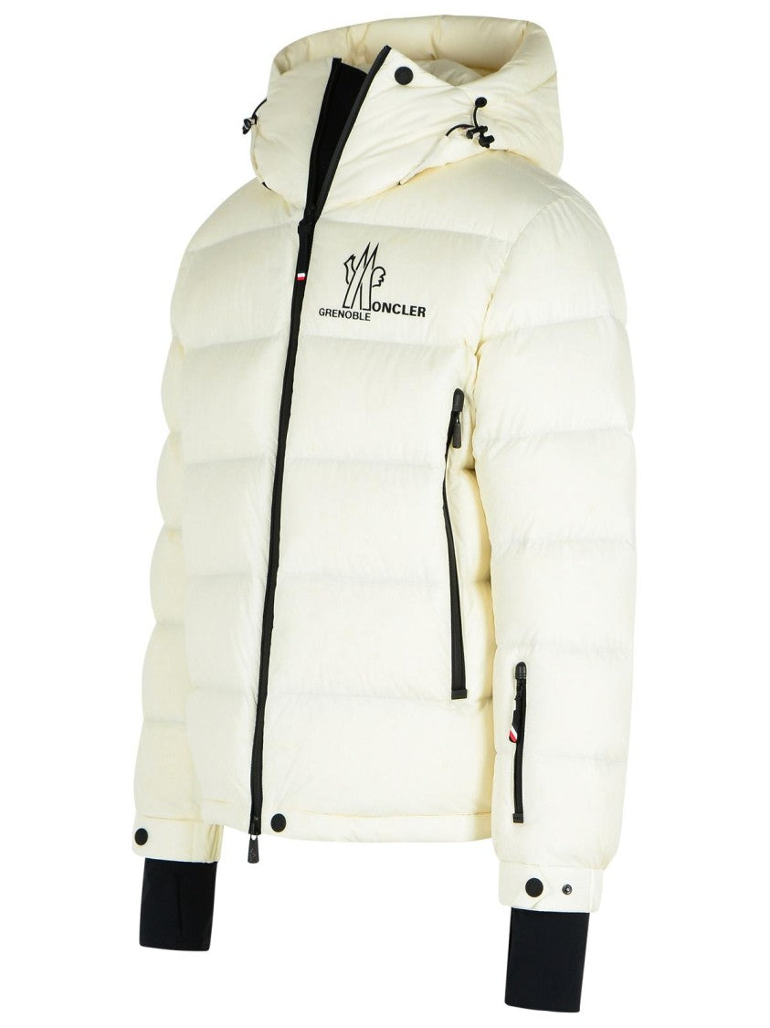 Moncler Grenoble Isorno' White Hooded Ski Down Jacket
