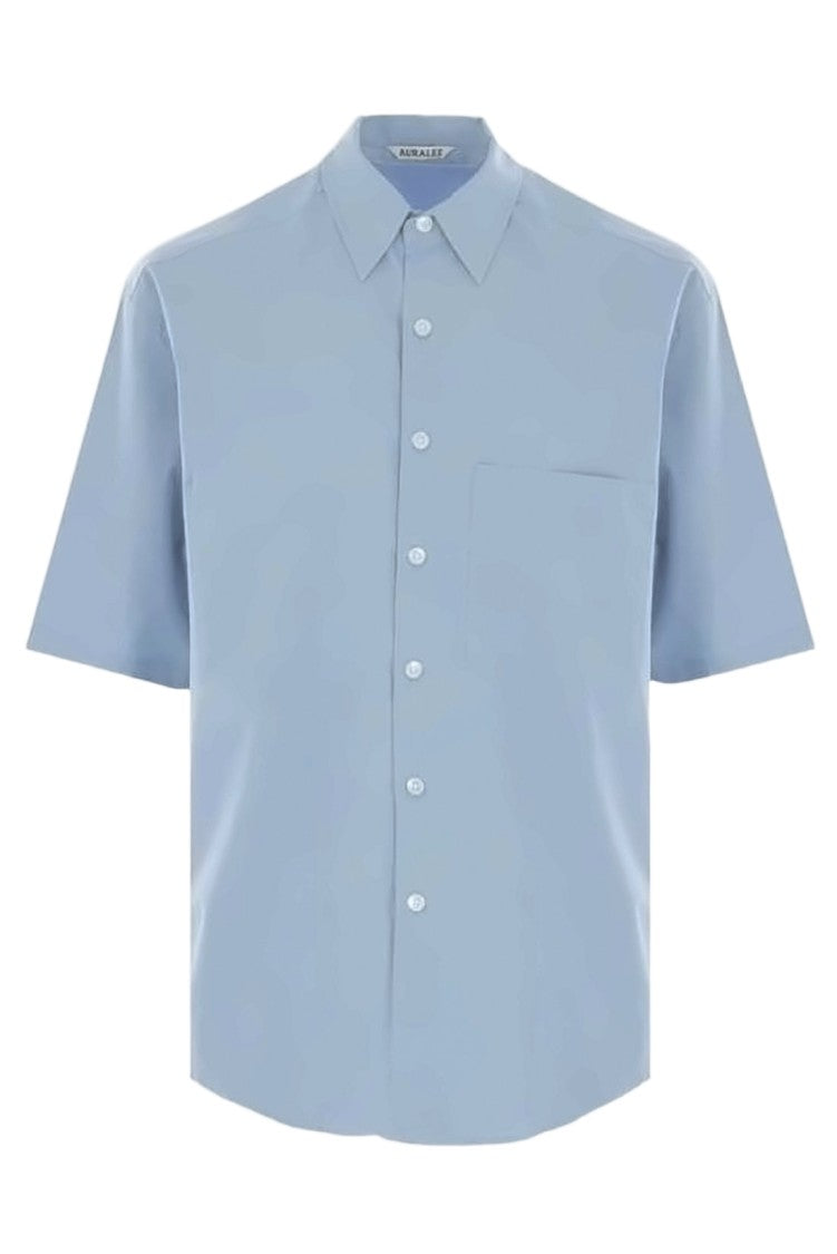 Auralee Short-Sleeved Blue Shirt With Classic Collar