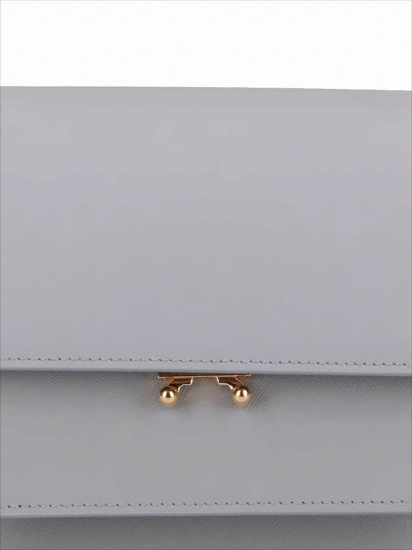 Marni Structured Grey Fabric And Leather Shoulder Bag With Gold Hardware