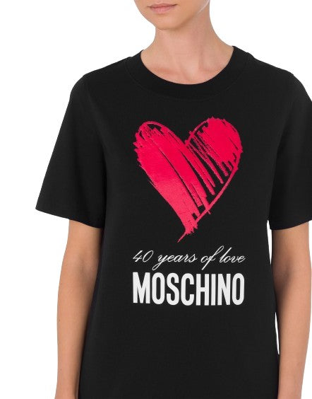 Moschino Black Short Dress In Cotton Jersey