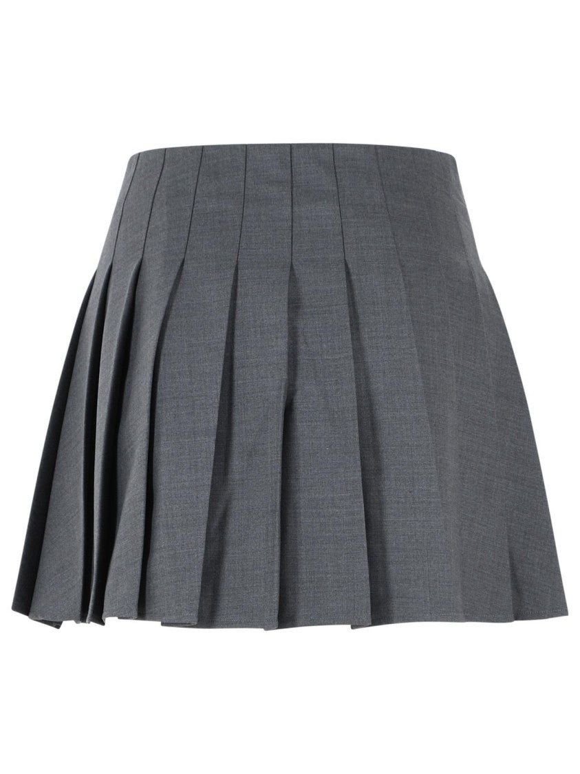 Self-Portrait Grey Wool Blend Pleated Miniskirt