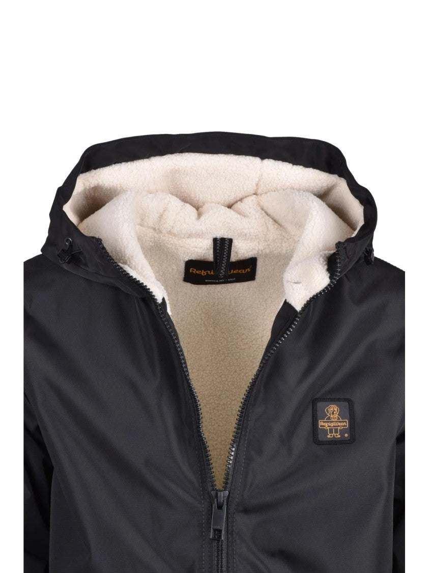 Refrigiwear Plush Interior Coat With Matte Black Exterior And Functional Design