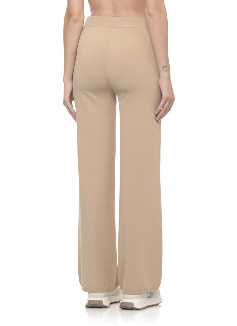 Kangra Beige Viscose Straight-Leg Pants