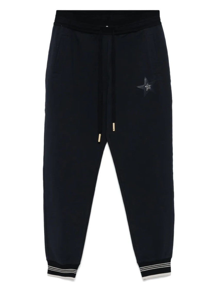 Lorena Antoniazzi Black Star-Appliqué Track Trousers