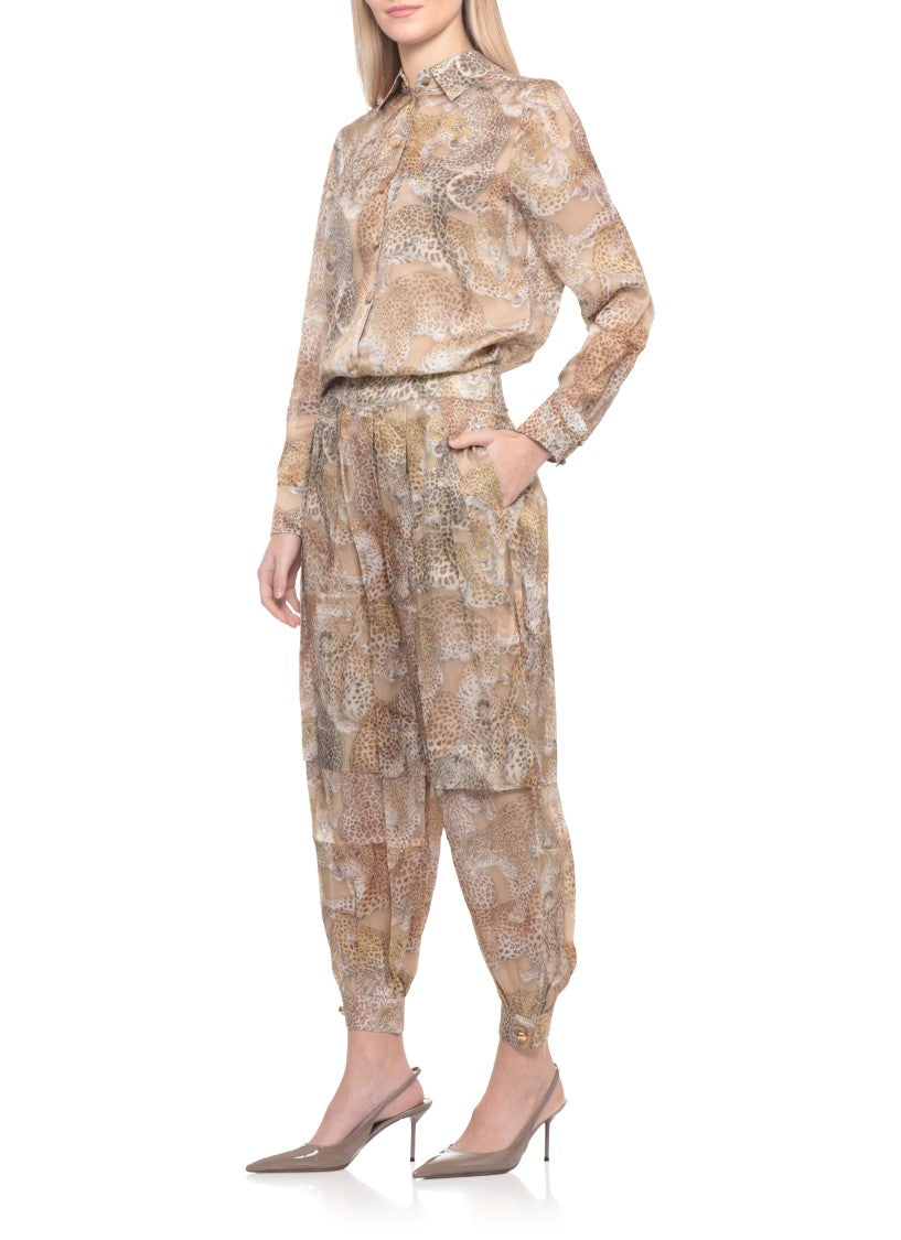 Zimmermann Beige Rebellion Animalier Silk Shirt