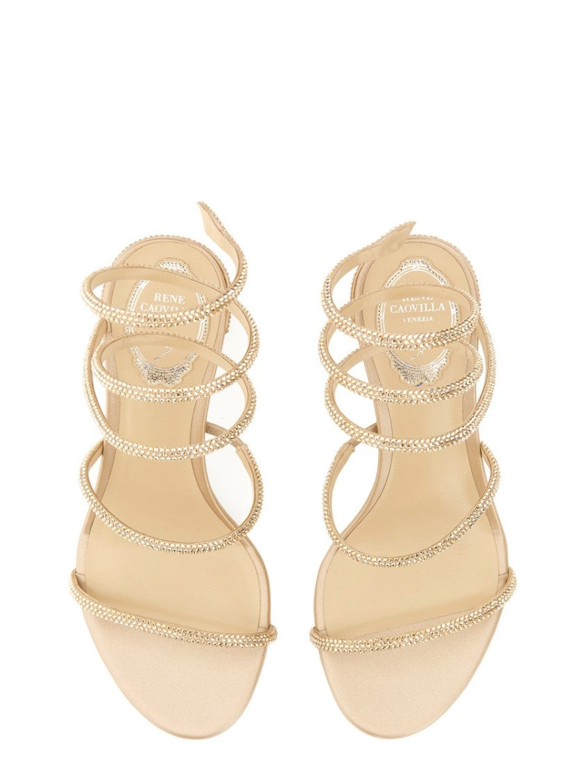René Caovilla Cleo Block Heel Leather Sandals