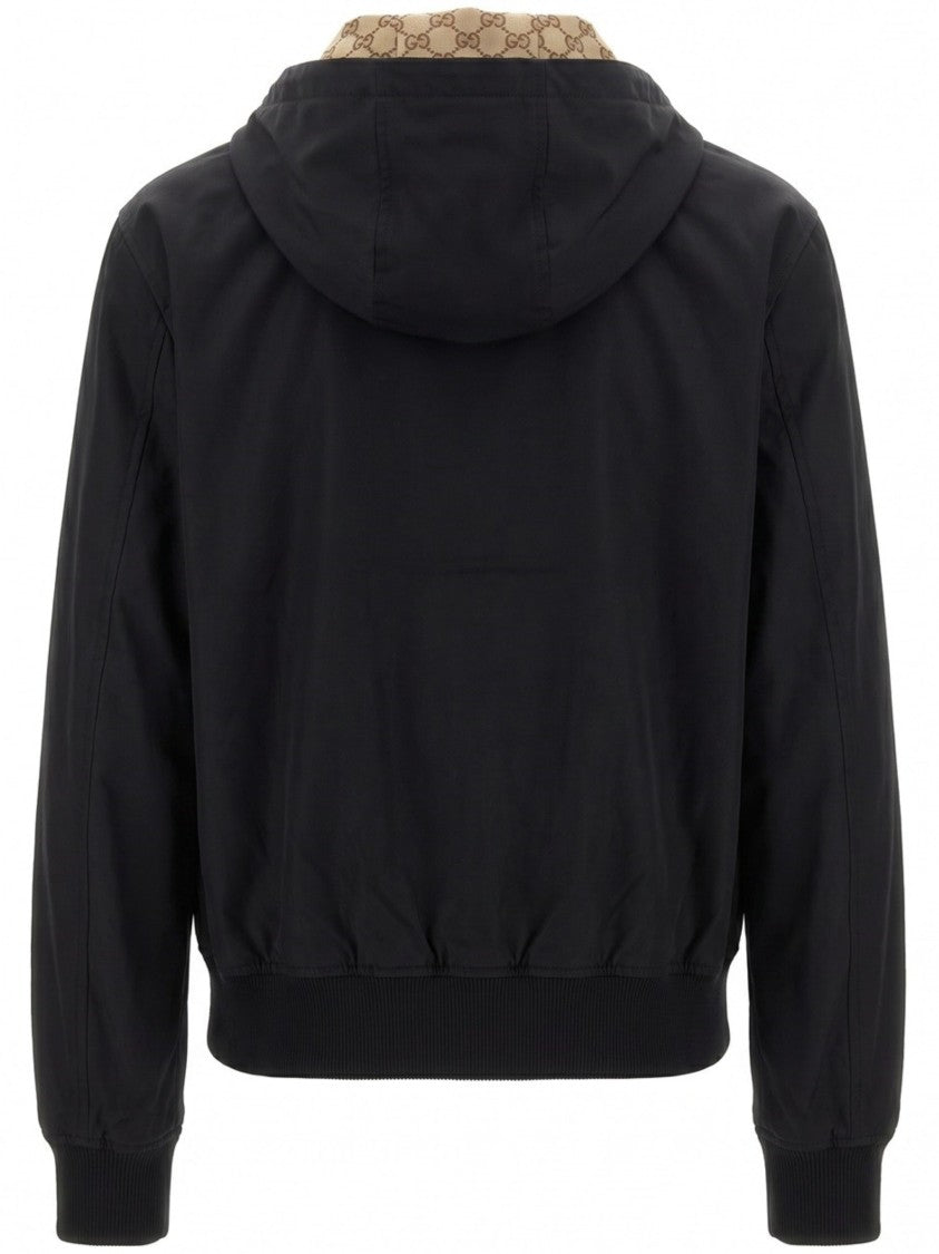 Gucci Black Fabric Lined Hood Zip Blouson