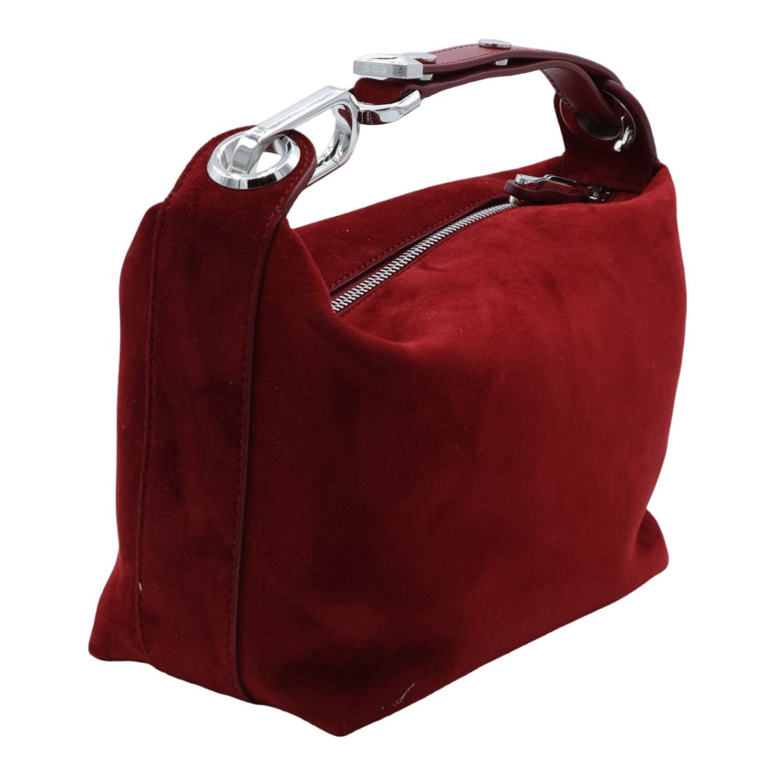 Christian Louboutin Burgundy Suede Silver-Hardware Handbag