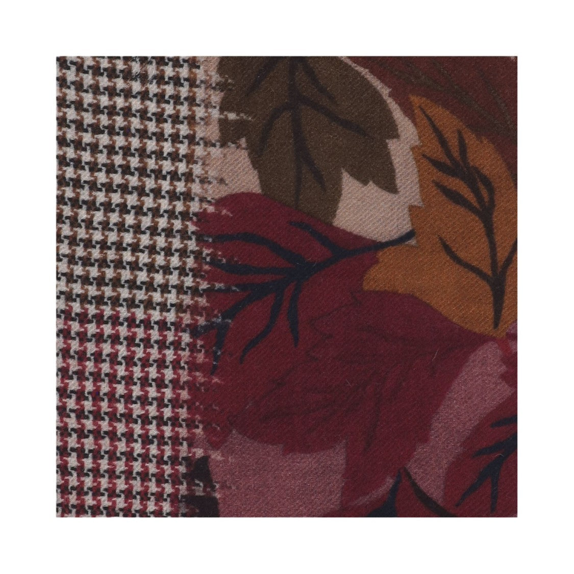 Faliero Sarti Fringed Cashmere Blend Scarf With All-Over Foliage Pattern