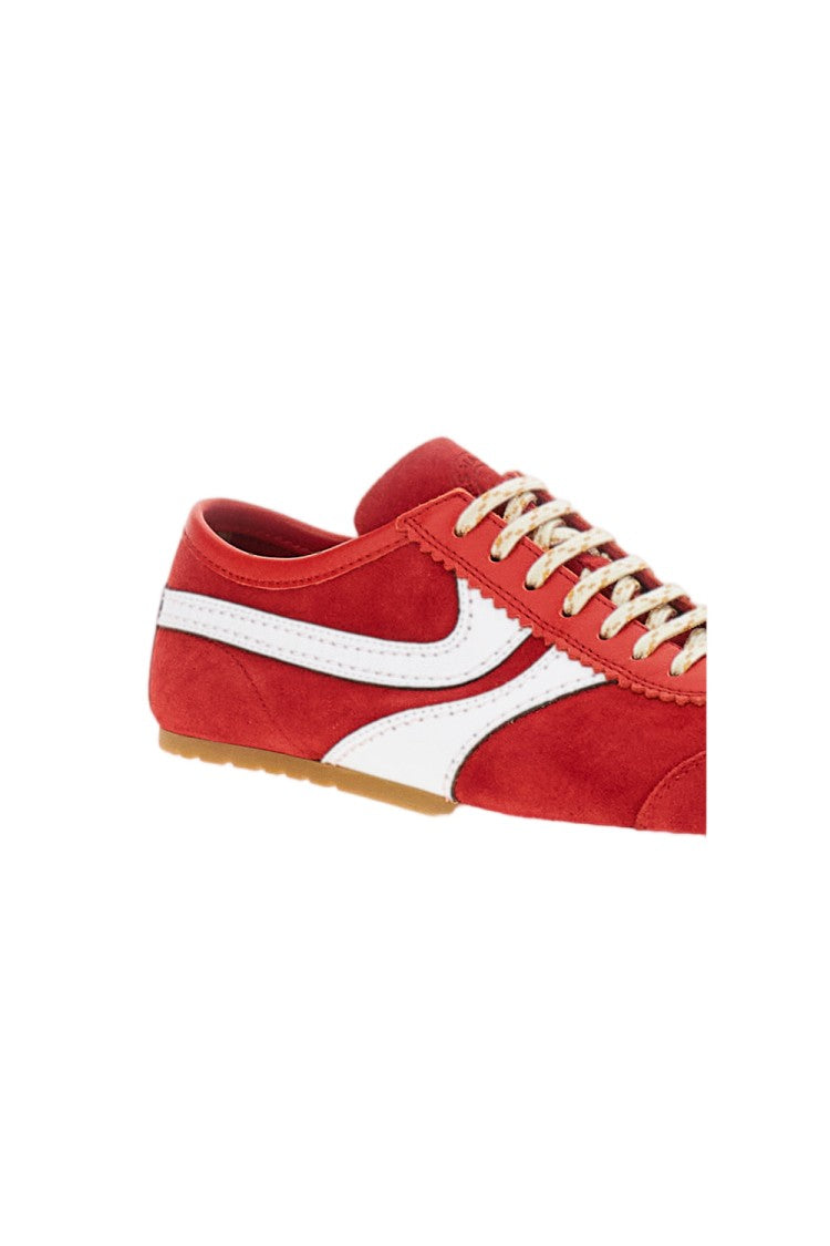 Dries Van Noten Red Suede Low-Top Sneakers