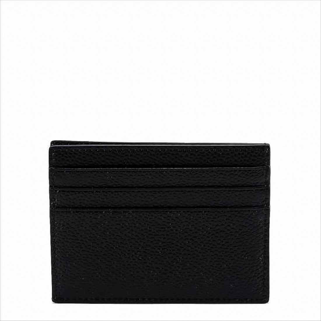 Thom Browne Textured Cowhide Leather Card Wallet With Iconic Striped Tab