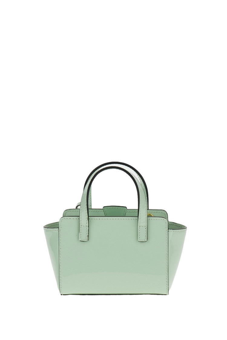 Hidesins Compact Aqua Green Flap Bag In Patent Calfskin