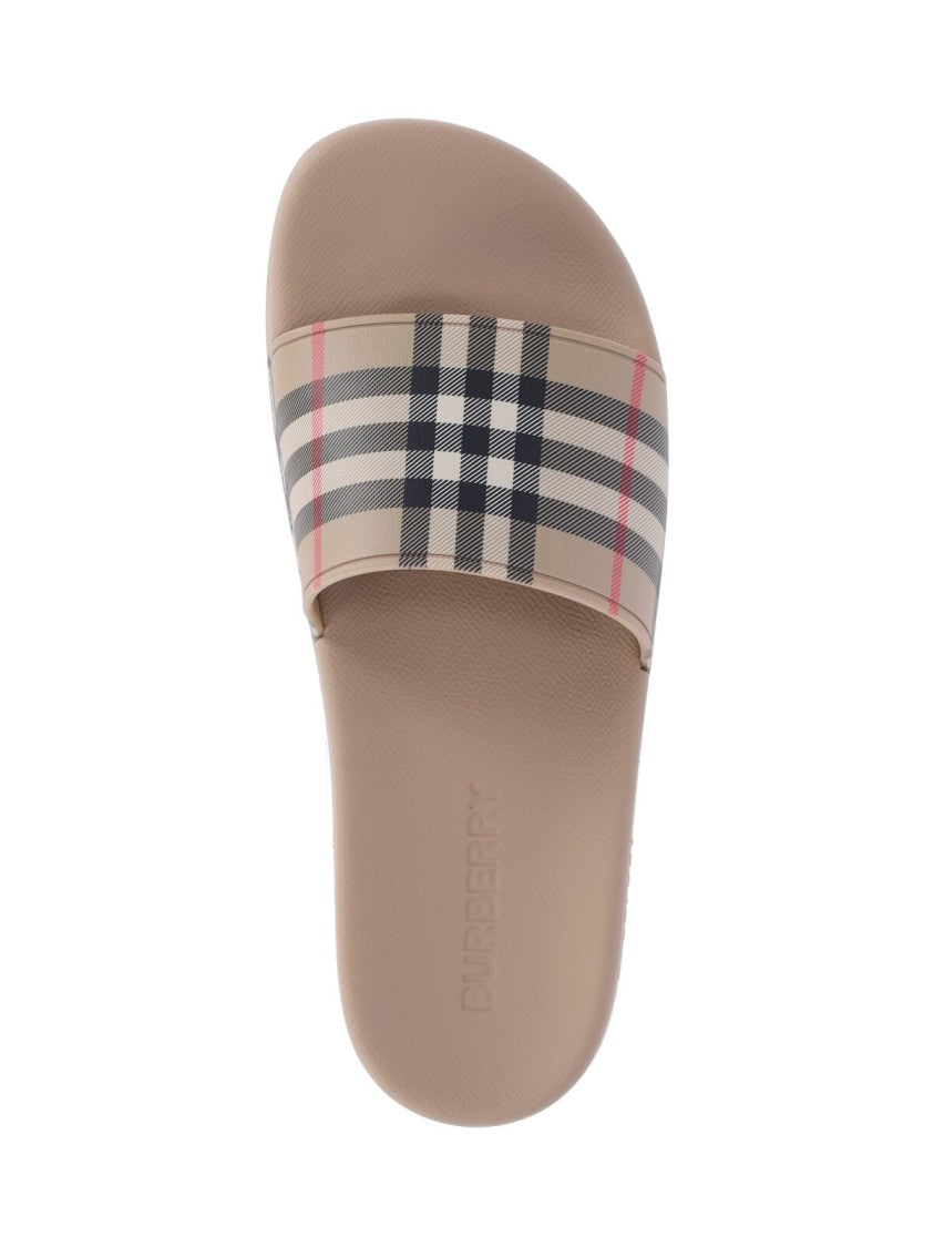 Burberry Beige Check Rubber Slides