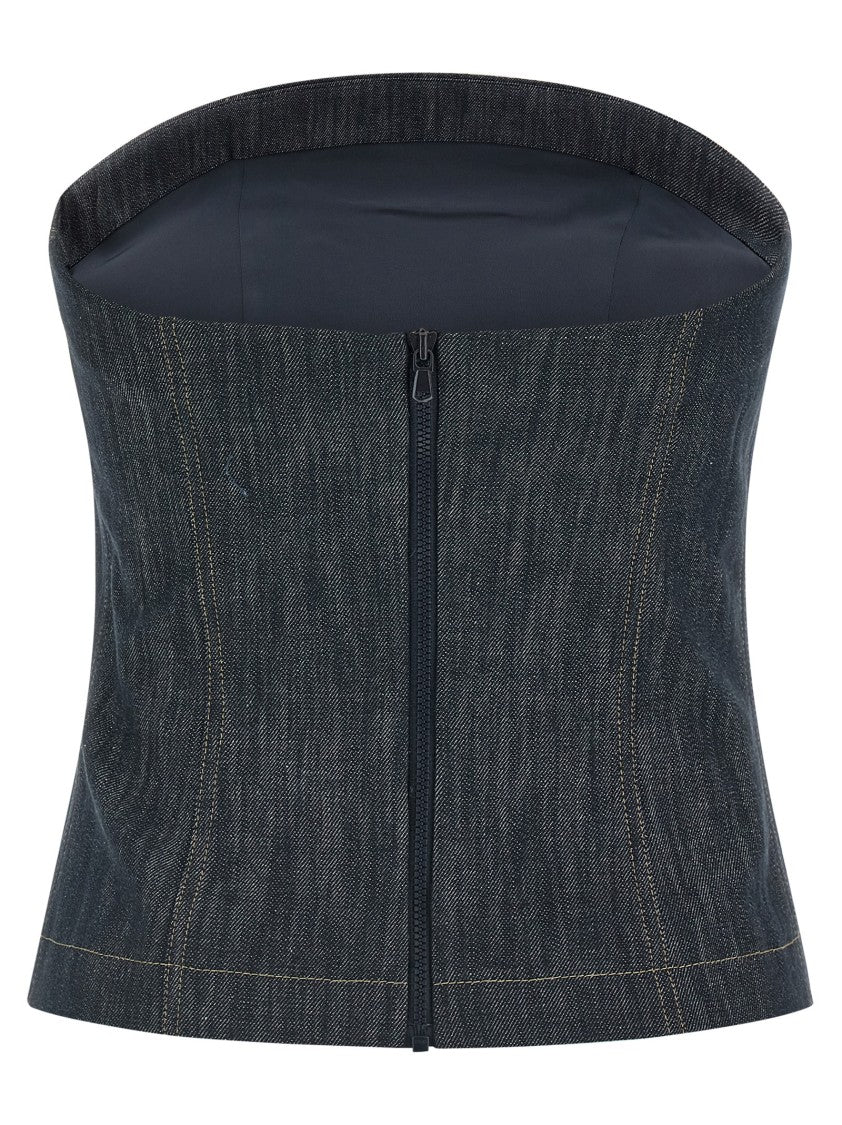 Brunello Cucinelli Sleeveless Cotton Denim Top