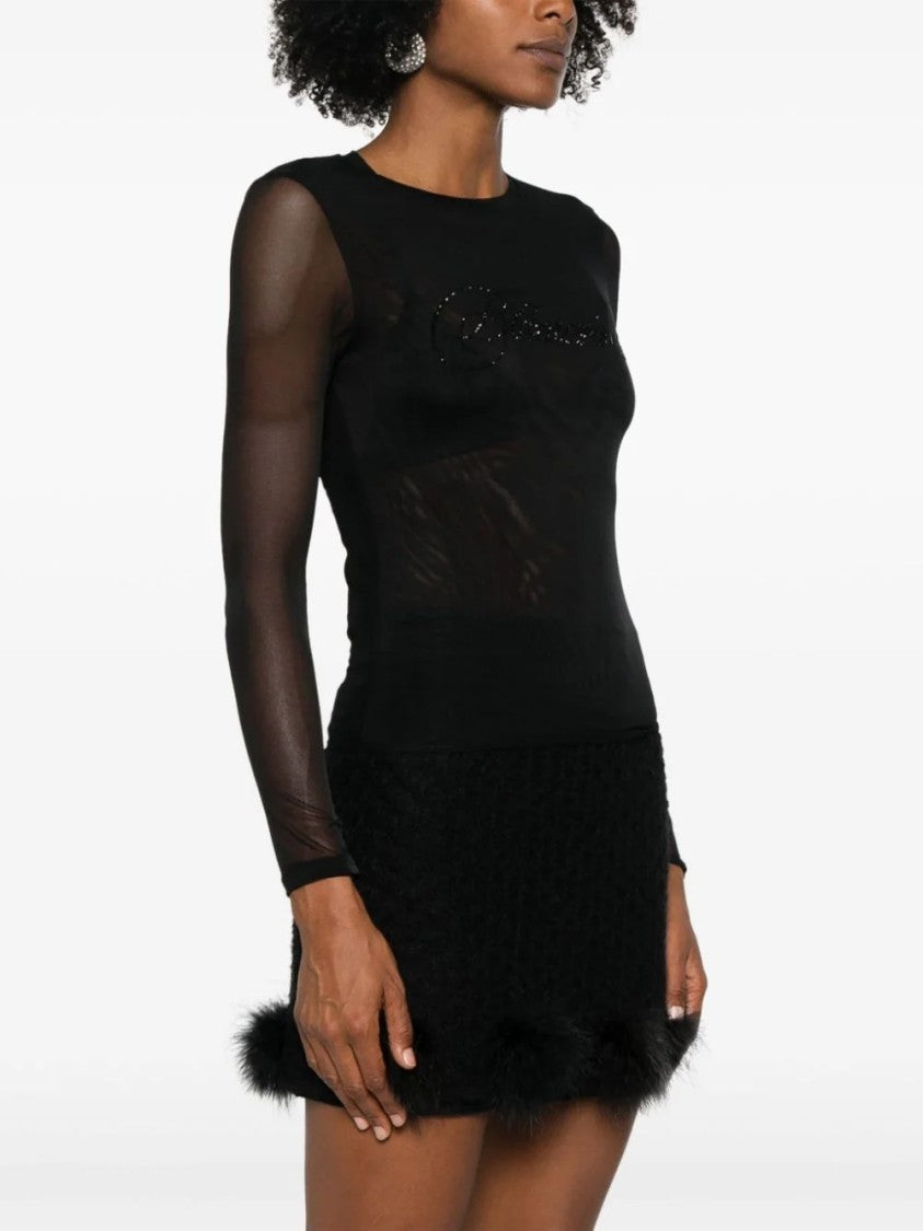 Blumarine Tulle T-Shirt  With Logo