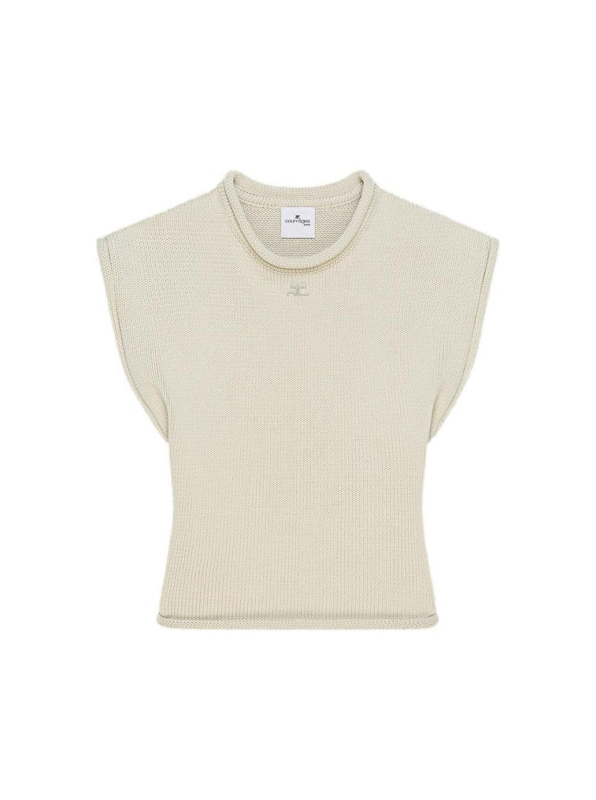 Courrèges Knit Sleeveless Tank Top Clay