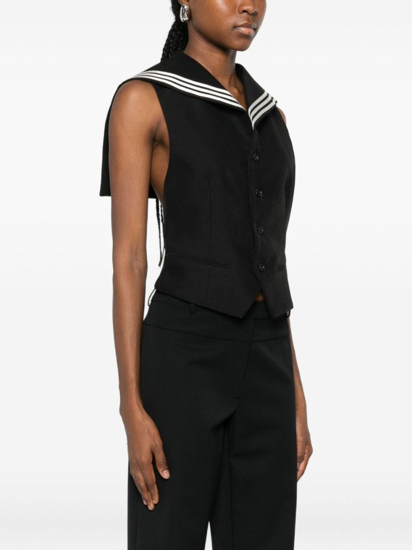 Coperni Sailor Collar Knit Vest With Buckle Accent