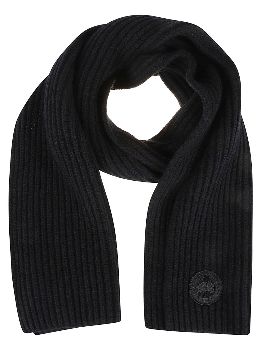 Canada Goose Ribbed Knit Scarf In Wool And Cashmere Blend
