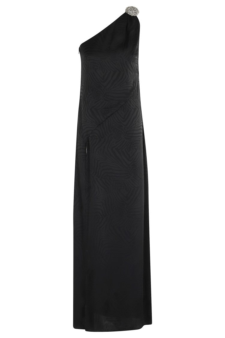 Amen Zebra Jacquard One-Shoulder Dress With Jewel Detailing
