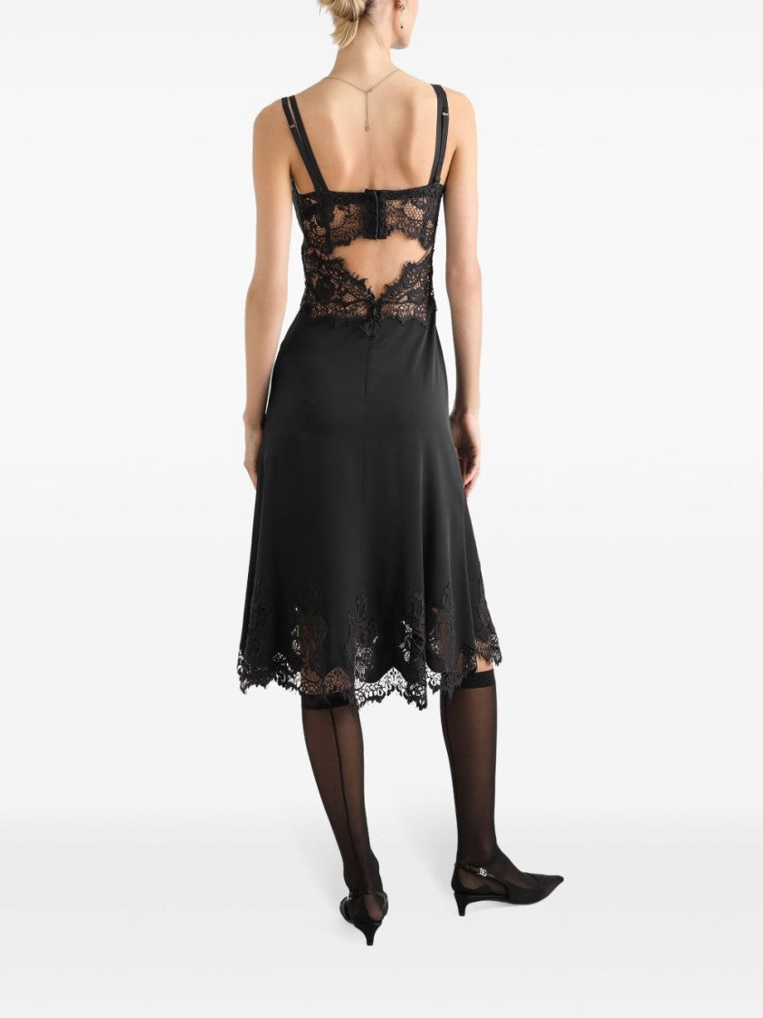 Dolce & Gabbana Black Lace Dress With Sweetheart Neckline