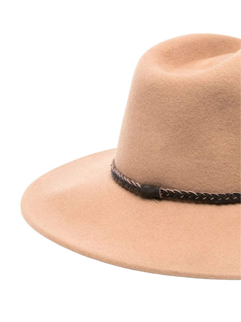 Barbour Tack Wide-Brimmed Braided Leather Band Wool Hat