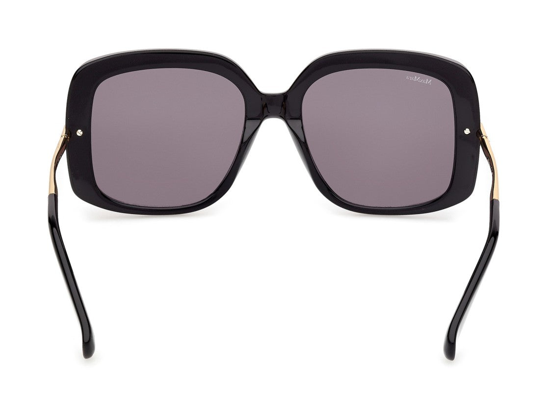 Max Mara Glossy Black Mm0195 Oversized Square Acetate Sunglasses