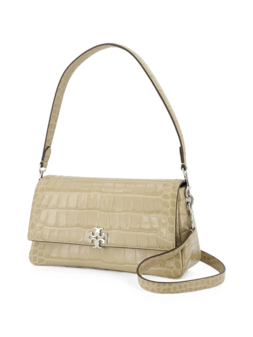 Tory Burch Charlie Small Shoulder Bag Crocodile Lambskin