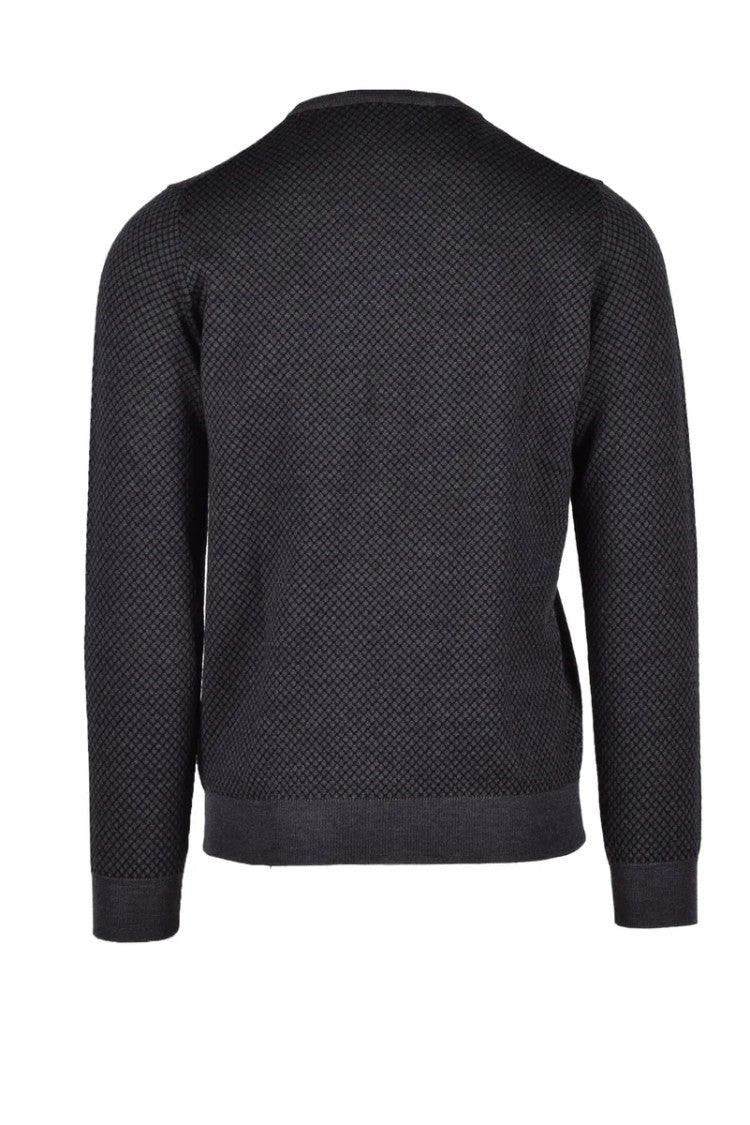 Fama Grey Crewneck Merino Wool Sweater