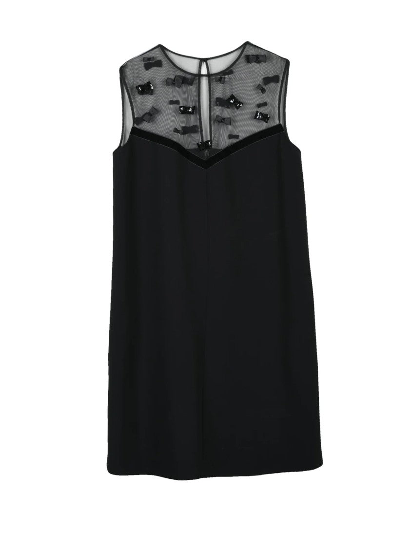 Max Mara Nandina Mini Dress With Tulle Neckline And Velvet Detail