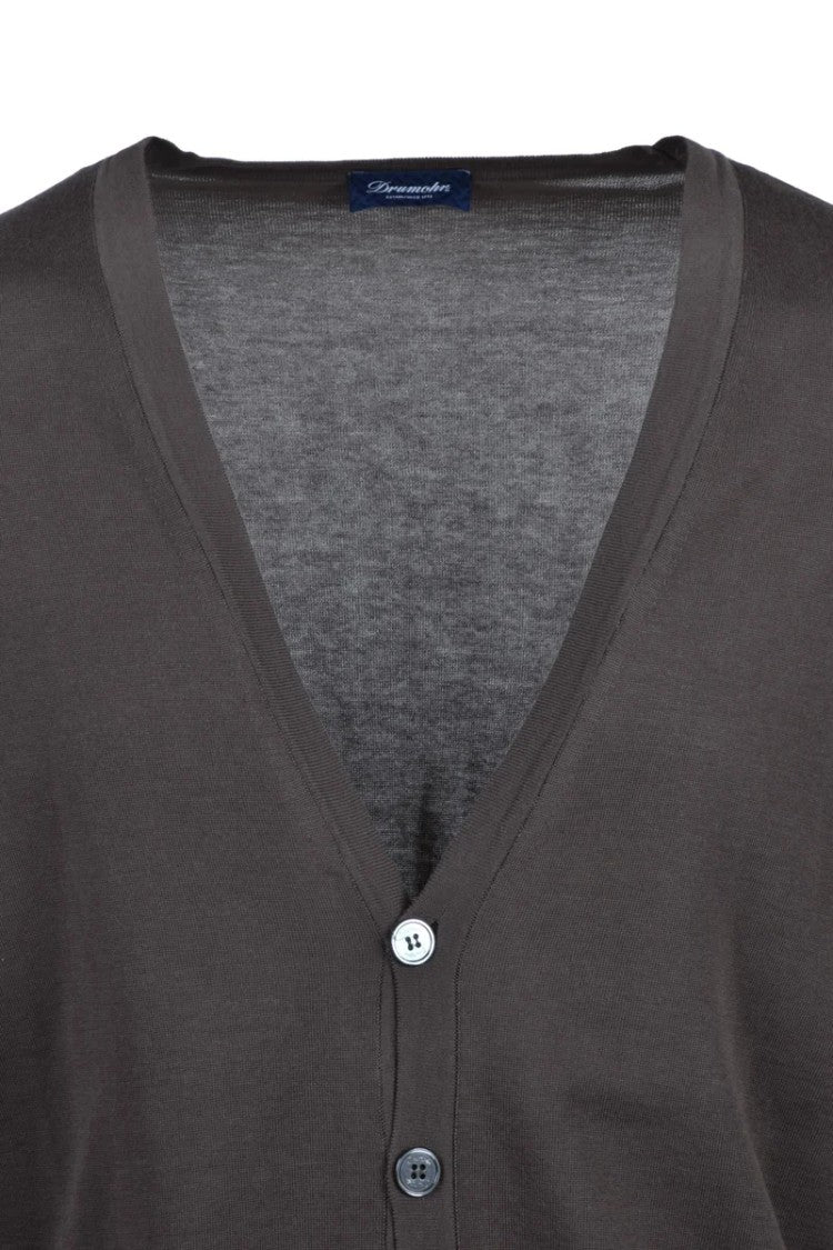 Drumohr Cotton V-Neck Cardigan - Brown