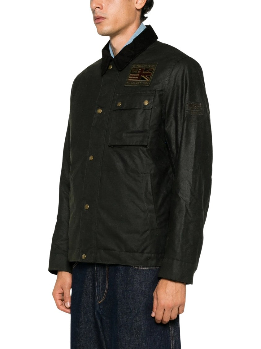 Barbour Padded Jacket With Contrasting Corduroy Collar And Logo Patch