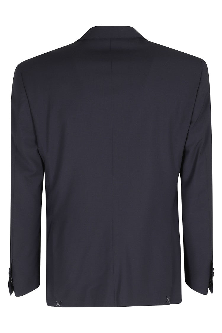 Corneliani Blue Matching Waistcoat Notch Lapel Wool-Blend Suit