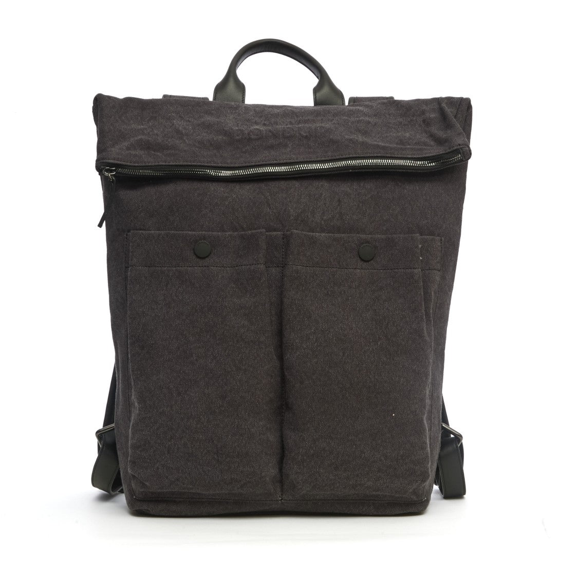 Dondup Textured Black Backpack With Dual Front Pockets