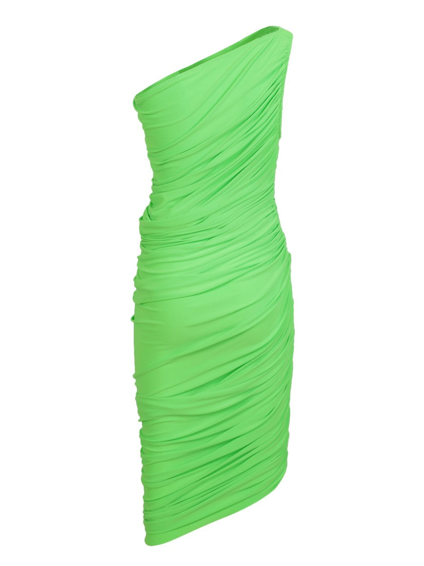 Norma Kamali One Shoulder Neon Green Dress