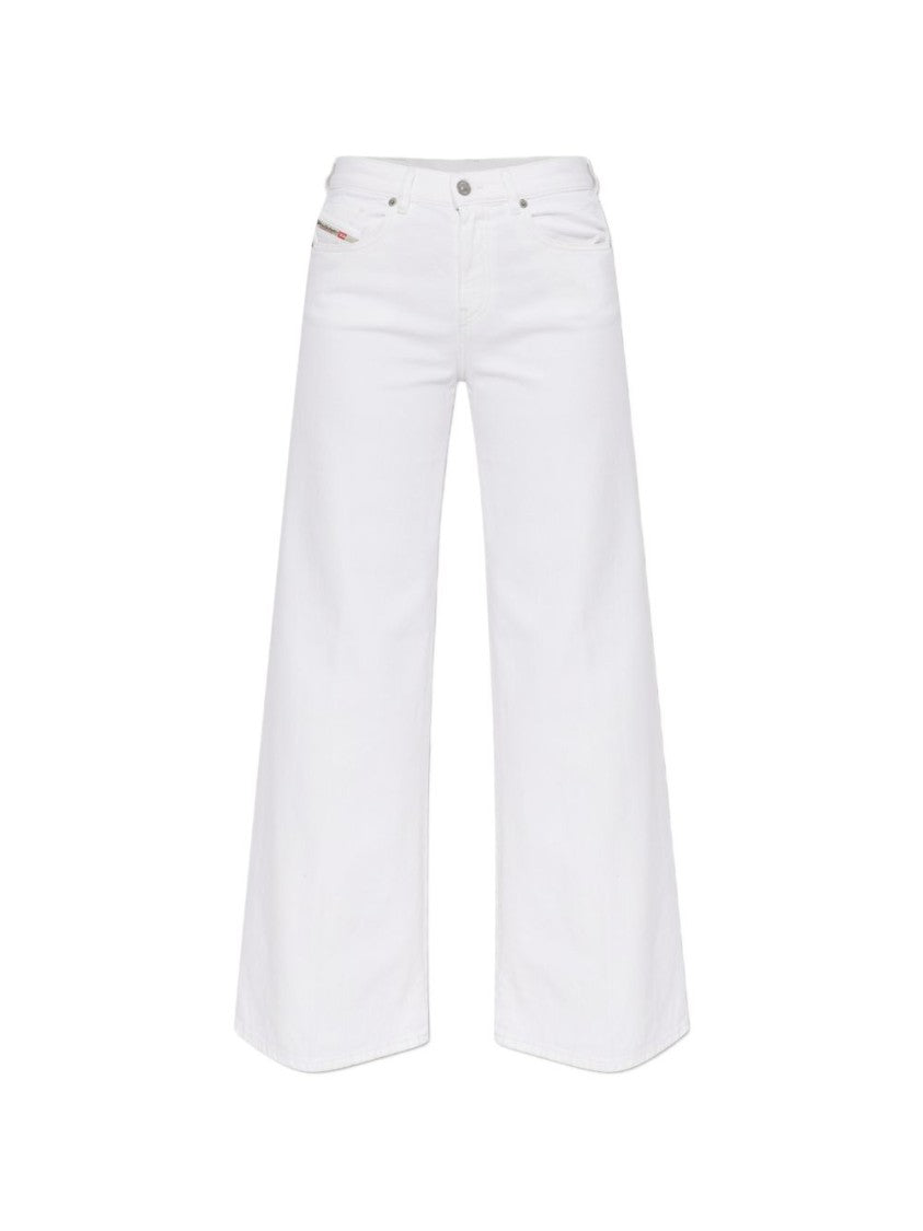 Diesel High-Waisted Wide-Leg Jeans With Crisp White Finish