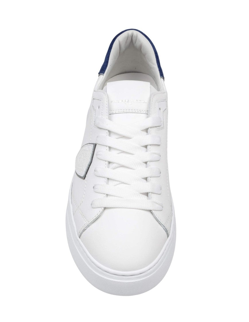 Philippe Model Temple Low Leather Sneakers, White And Blue