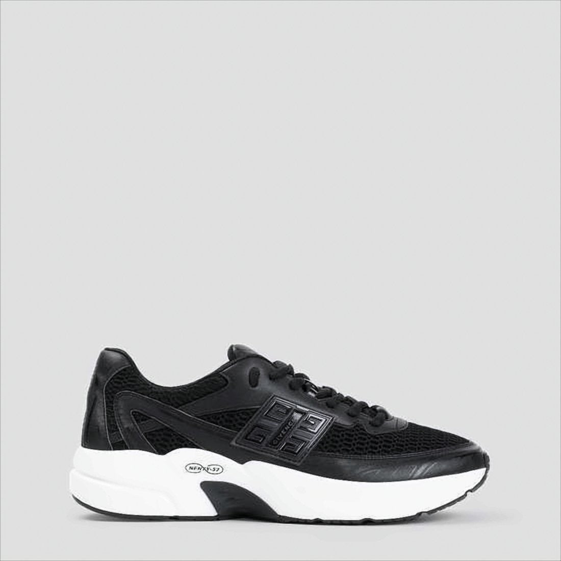 Givenchy Sleek Black Mesh And Leather Sneakers With Distinctive Logo
