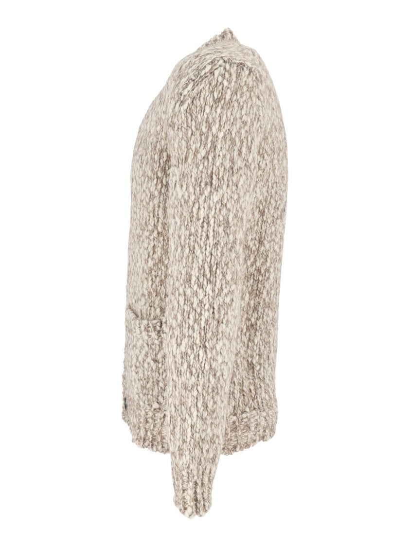 Sette Fili Cashmere Tweed-Knit Patch Pocket Cardigan