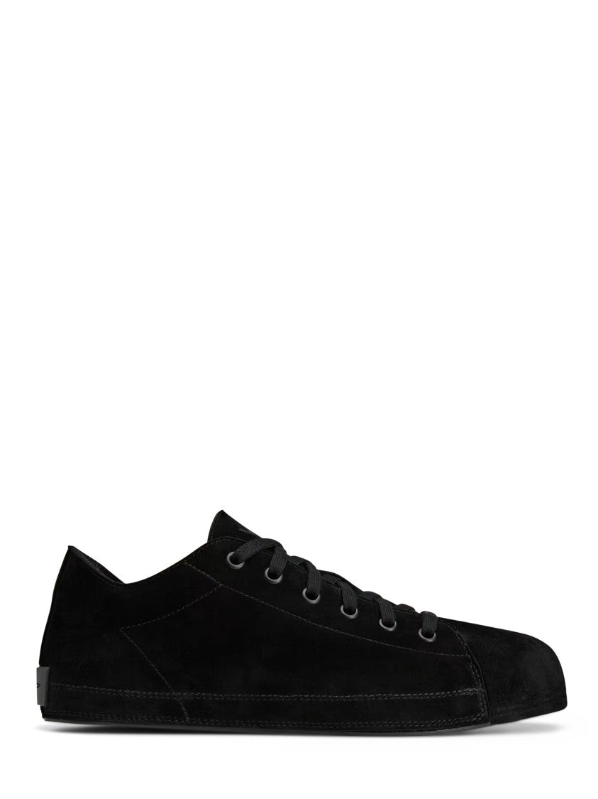 Y-3 Smooth Black Leather Sneakers With Suede Finish
