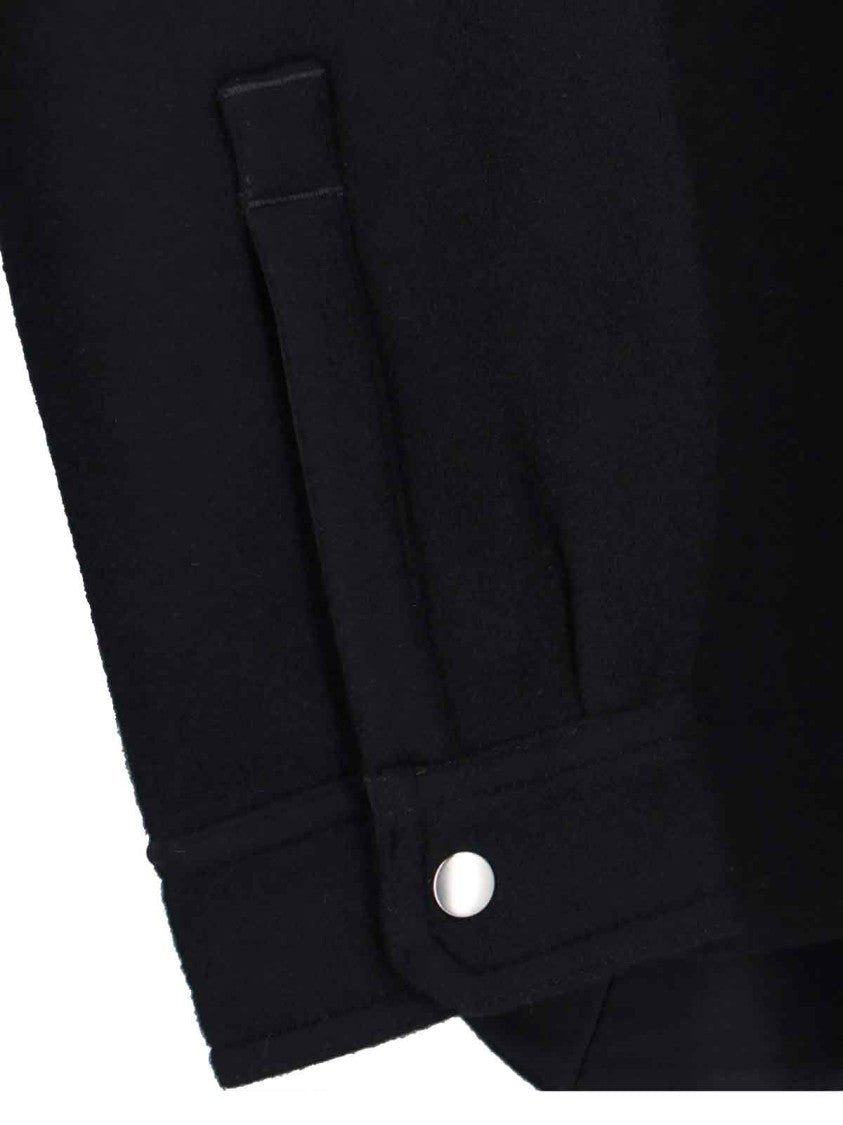 Rick Owens Structured Black Jacket With Classic Collar And Snap Closure
