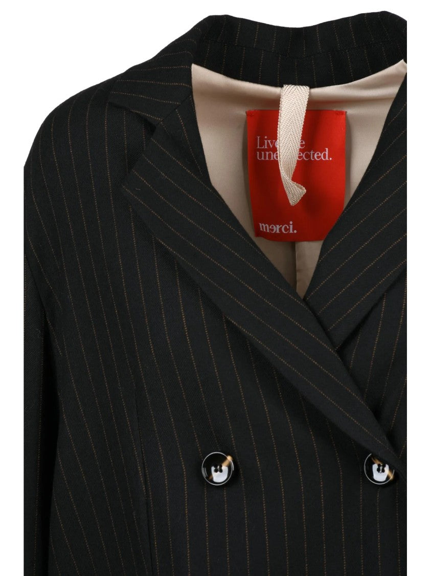 Merci.Live The Unexpected Black Viscose-Blend Double-Breasted Blazer